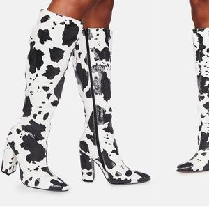 Dolls kill cow print boot